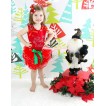 Xmas Red Tank Top Red White Green Dots Ruffles Red Bows & Sparkle Rhinestone Santa Baby Print & Kelly Green Bow Red Petal Pettiskirt CM193